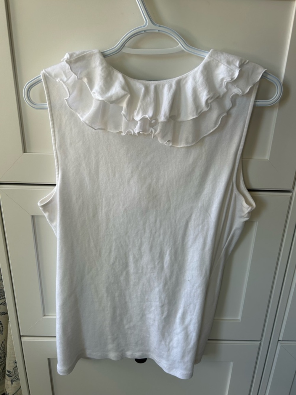 Chaps White Ruffle V-Neck Blouse - Picture 8 of 8